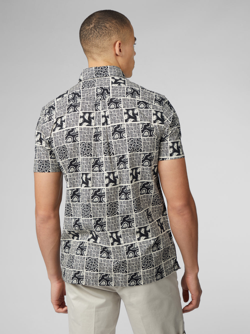 Ben Sherman Signature Checkerboard Paisley Print Shirts Black | 304961PUB