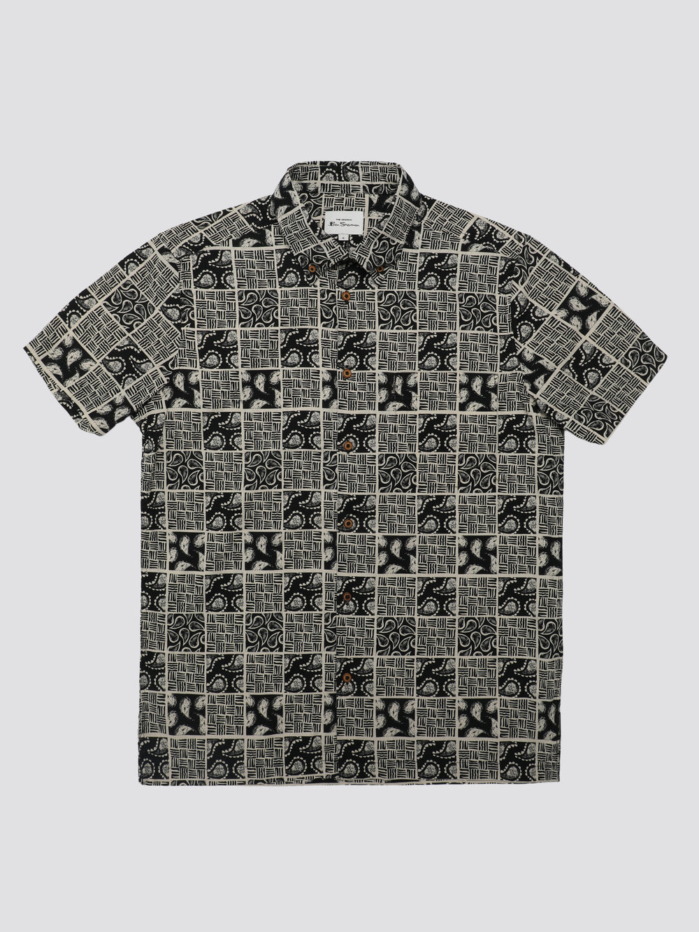 Ben Sherman Signature Checkerboard Paisley Print Shirts Black | 304961PUB