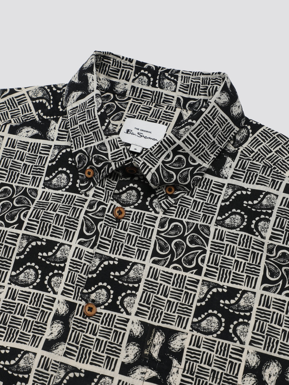 Ben Sherman Signature Checkerboard Paisley Print Shirts Black | 304961PUB