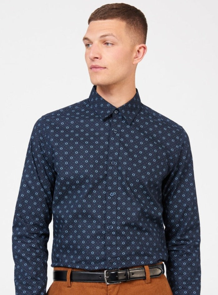 Ben Sherman Signature Geo Shirts Blue | 681592WPS