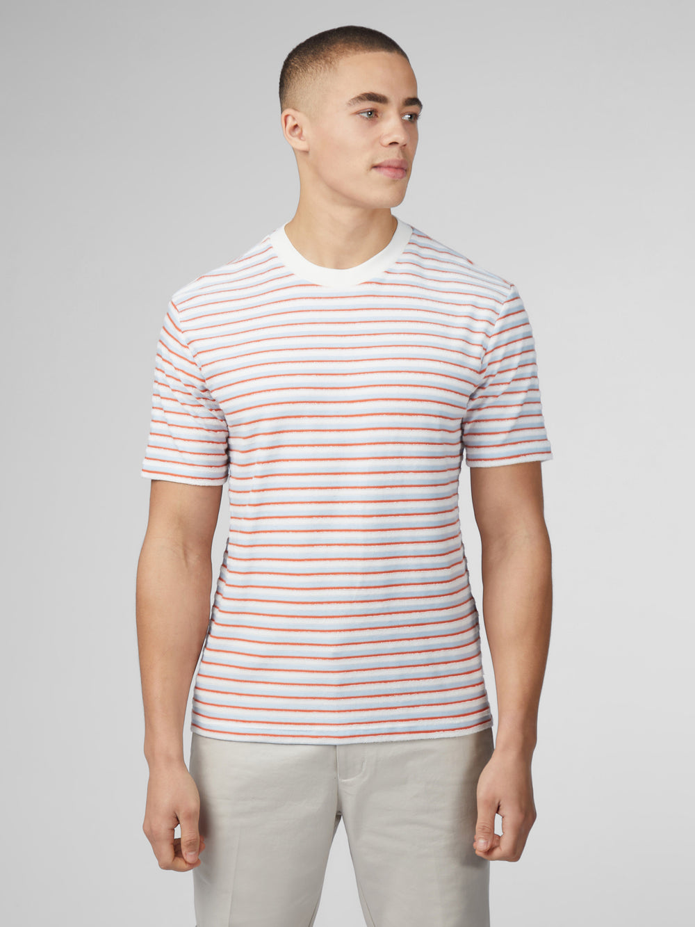 Ben Sherman Signature Loopback Stripe T-Shirt Blue | 461032UWD