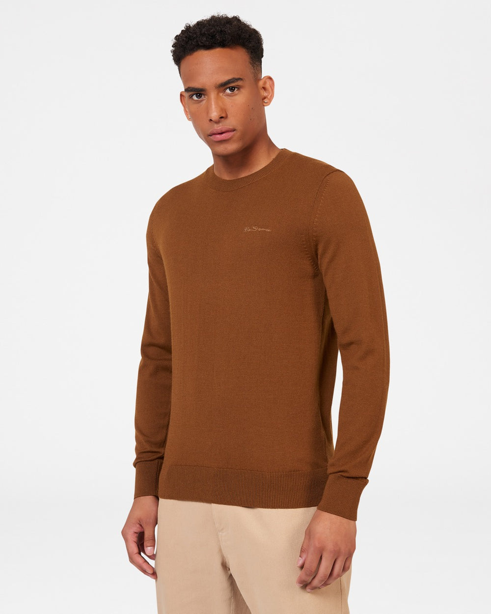 Ben Sherman Signature Merino Crewneck Knitwear Brown | 507182VPC