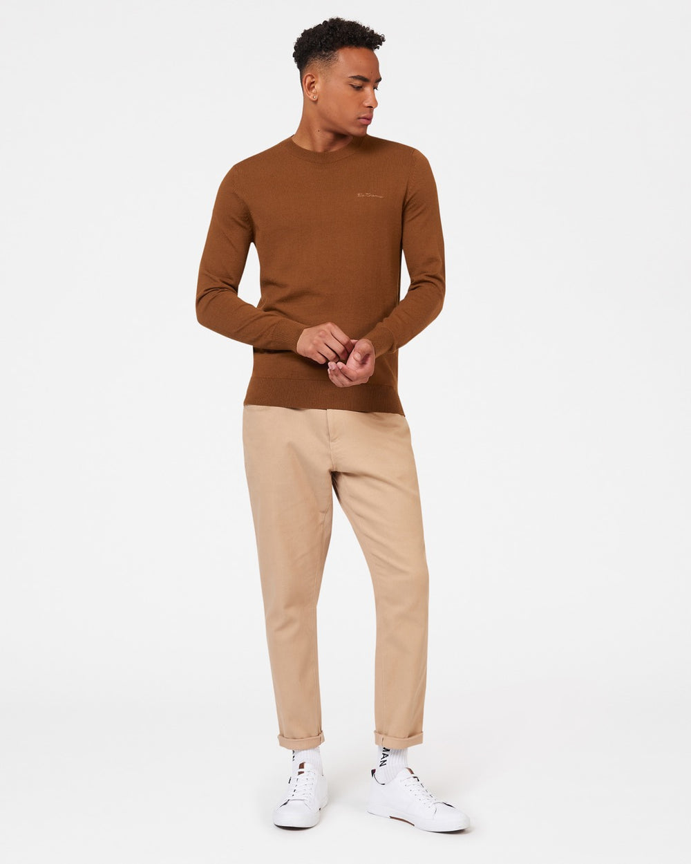 Ben Sherman Signature Merino Crewneck Knitwear Brown | 507182VPC