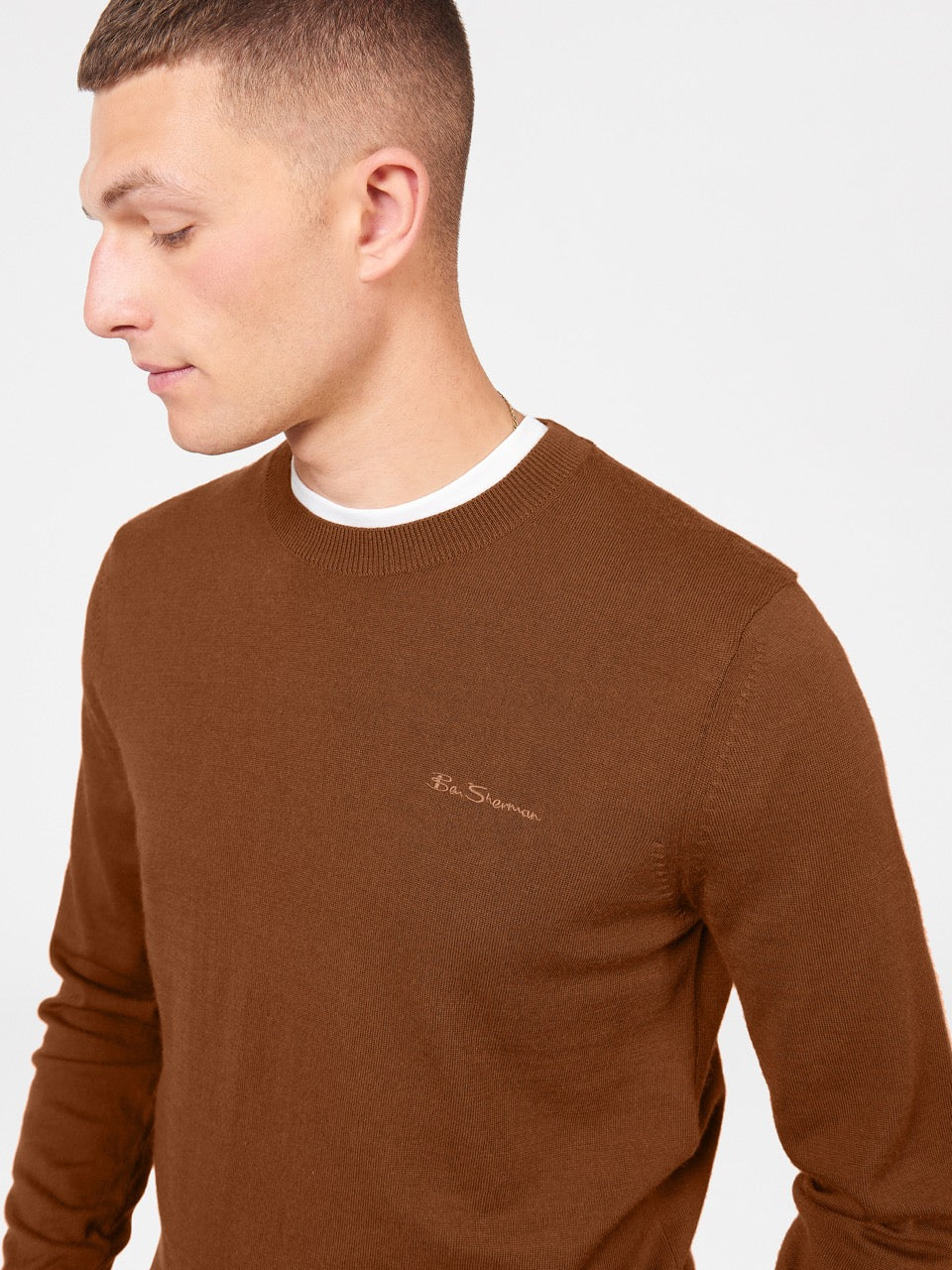 Ben Sherman Signature Merino Crewneck Knitwear Brown | 507182VPC