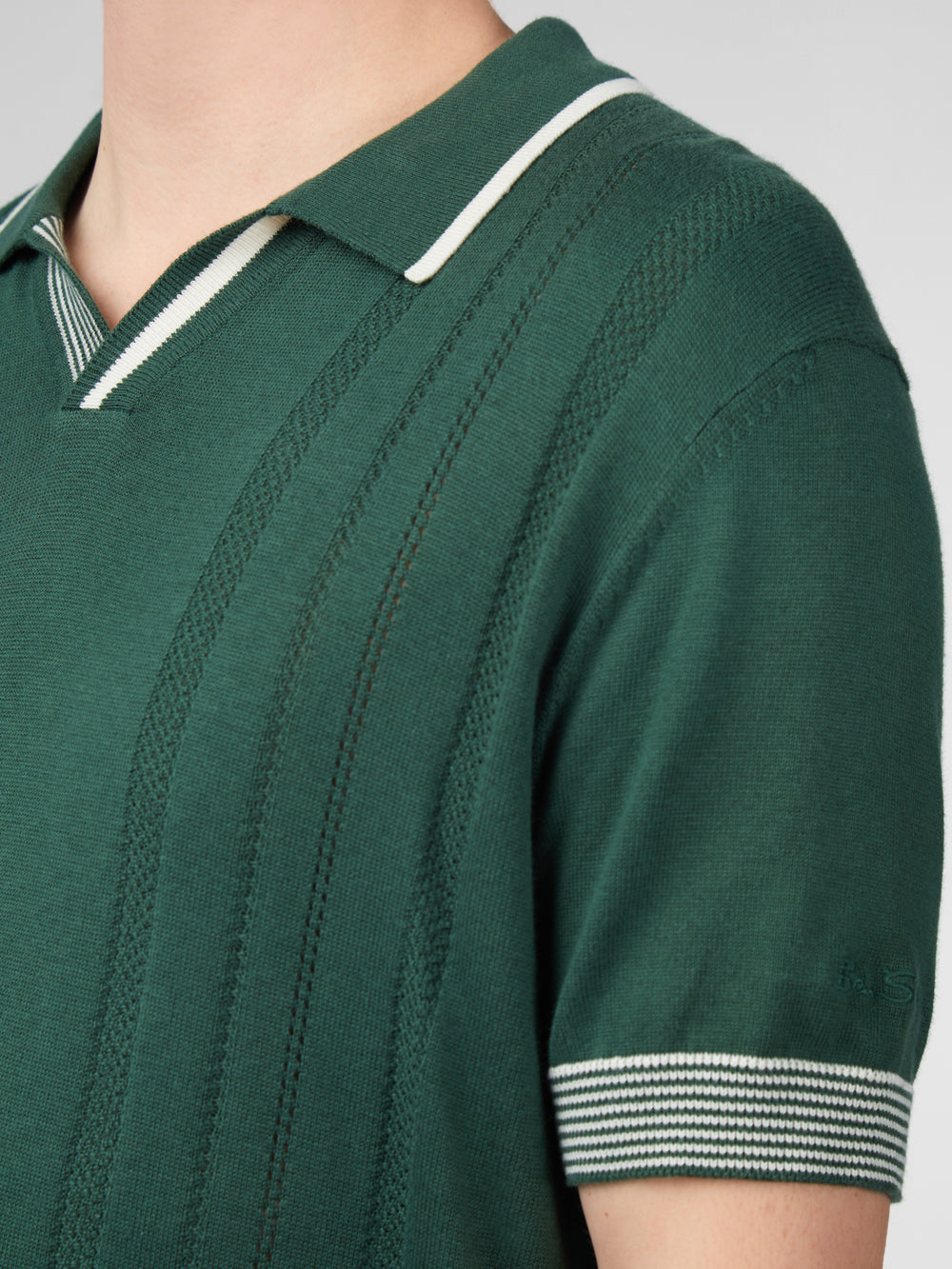 Ben Sherman Signature Open Neck Polo Knitwear Green | 731809CIT