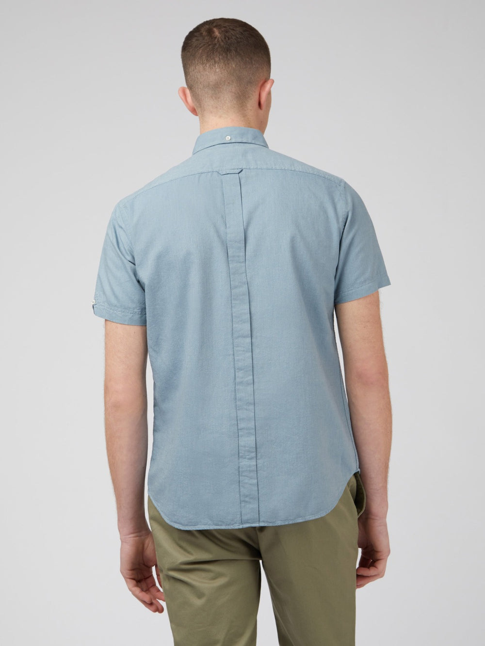 Ben Sherman Signature Organic Short-Sleeve Oxford Shadow Shirts Blue Grey | 654128XTG