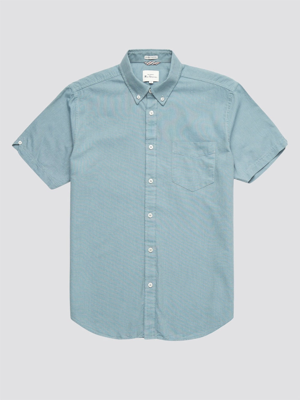 Ben Sherman Signature Organic Short-Sleeve Oxford Shadow Shirts Blue Grey | 654128XTG