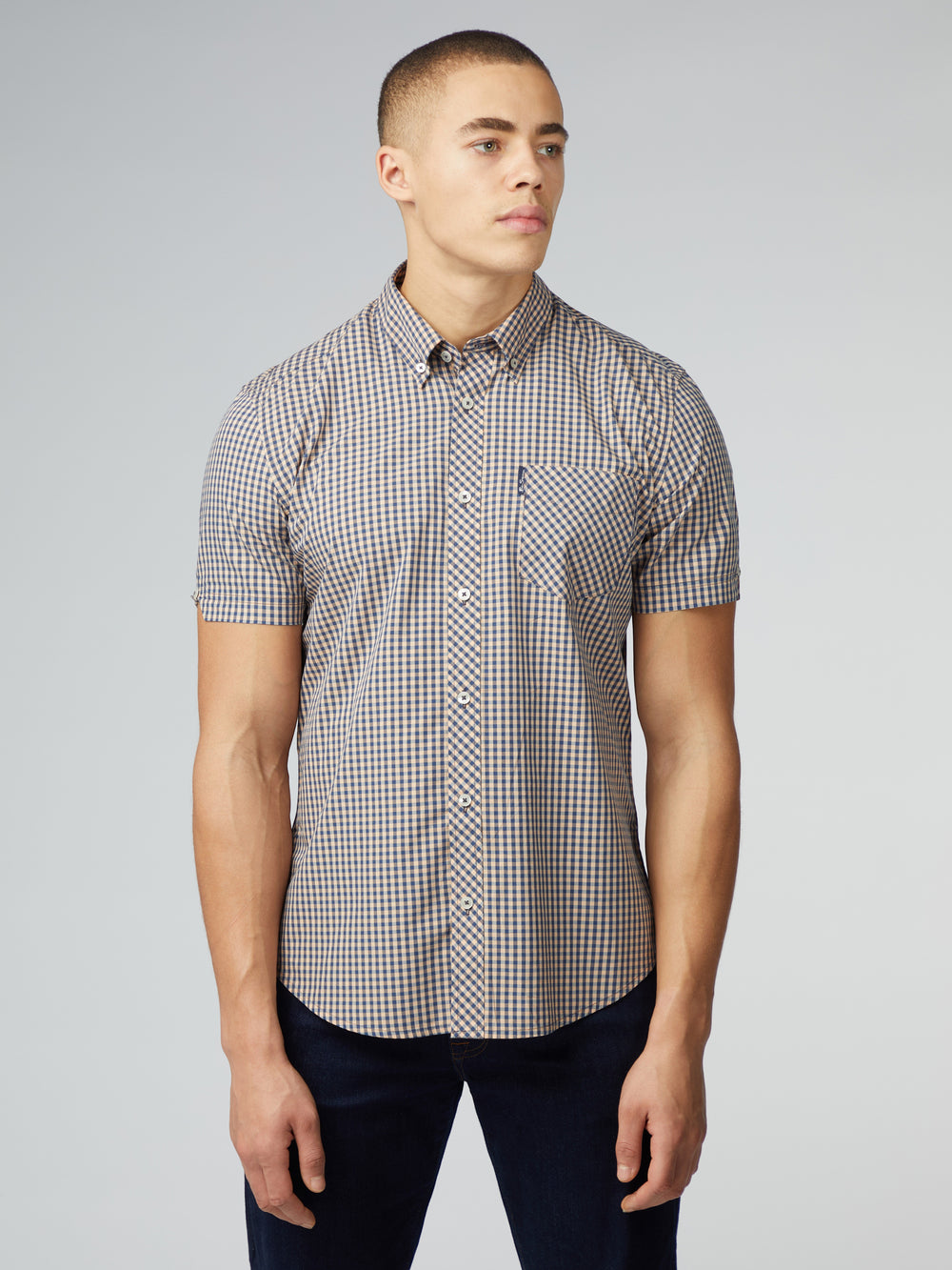 Ben Sherman Signature Short Sleeve Gingham Shirts Copper Orange | 317582JEW