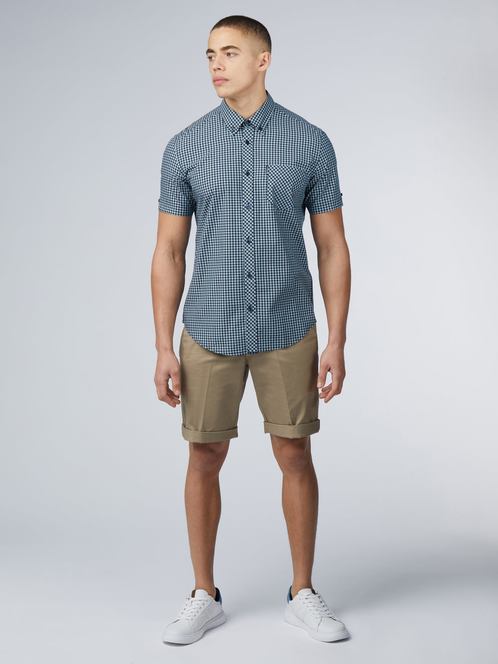 Ben Sherman Signature Short Sleeve Gingham Shirts Blue | 024537GOR