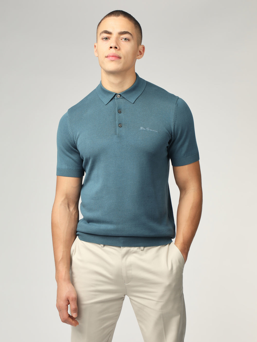 Ben Sherman Signature Short Sleeve Polo Knitwear Turquoise | 873425WKB