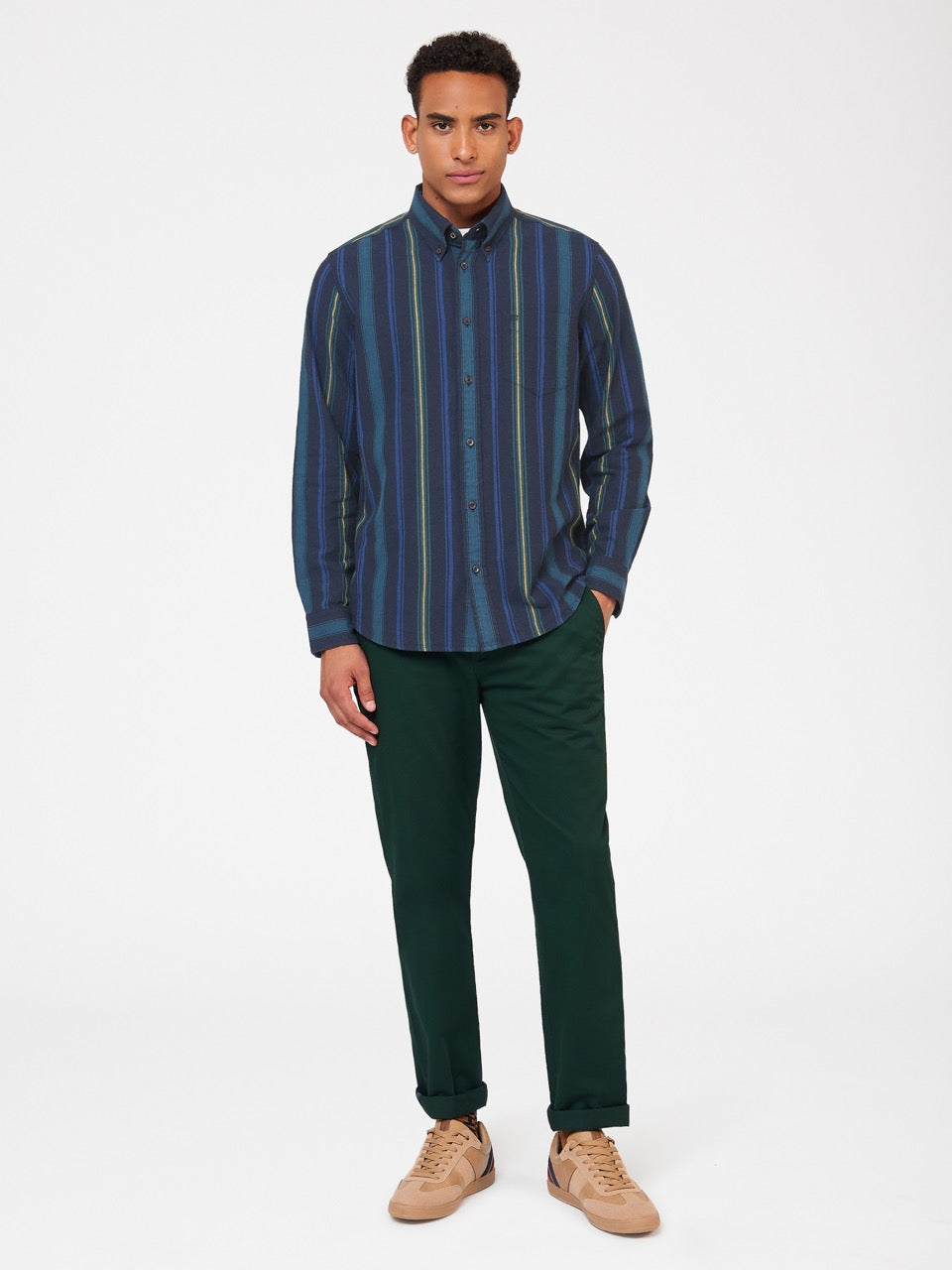 Ben Sherman Signature Striped Oxford Shirts Green | 531820FCW