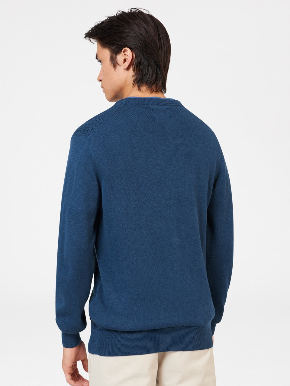 Ben Sherman Textured Crewneck Knitwear Indigo | 436082CMZ