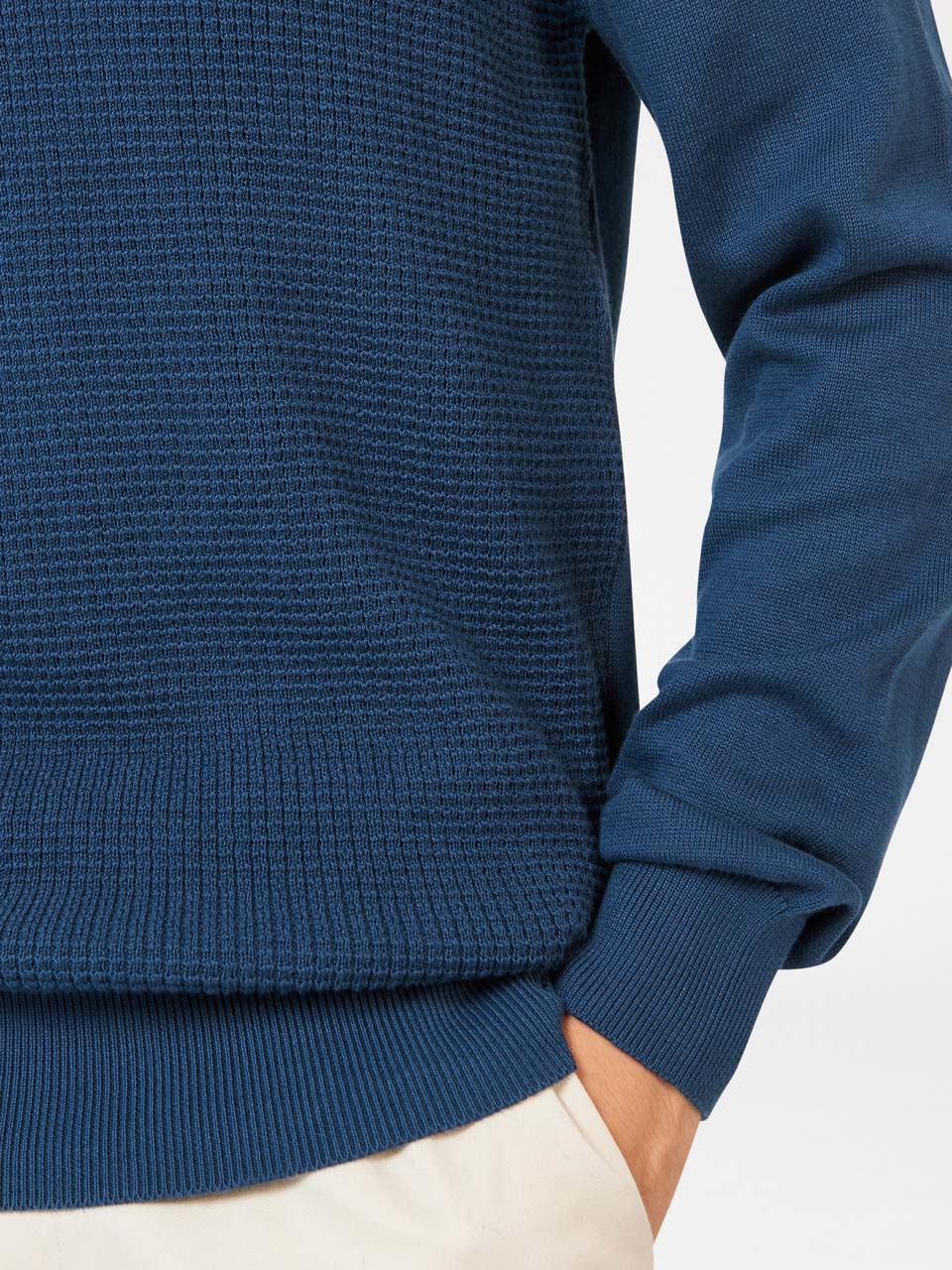 Ben Sherman Textured Crewneck Knitwear Indigo | 436082CMZ