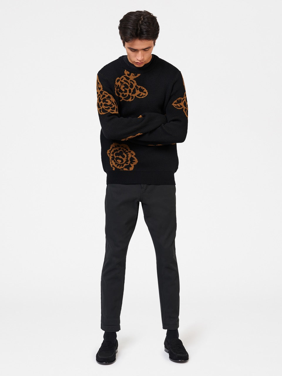 Ben Sherman Winter Floral Knitwear Black | 408165VMG